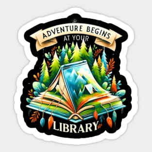 Adventure Begins At Your Library Outdoor Reading Lover Sticker